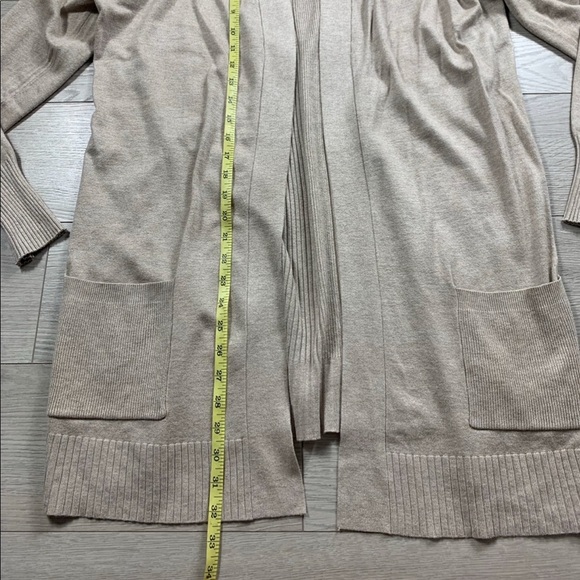 Ellie Ribbed Cream Long Line Open Front Cardigan - Picture 6 of 7